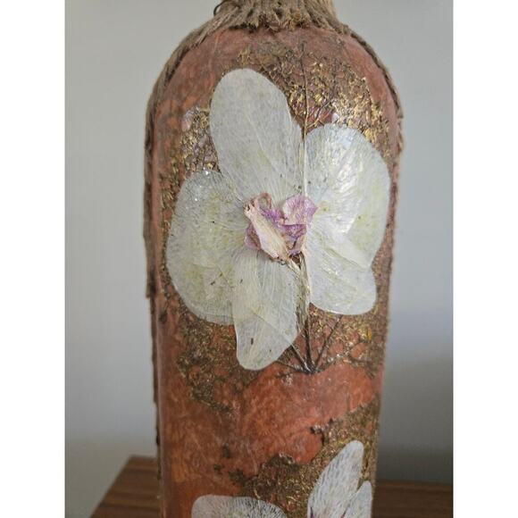 Handmade Papier Mache Applique Collage Decorative Bottle - Picture 7 of 9